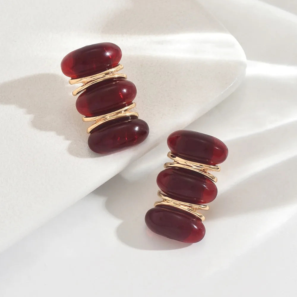 Vintage Ruby Red Drop Earrings