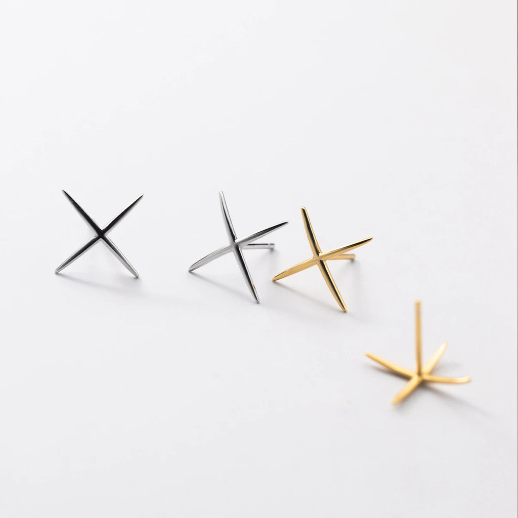 Minimalist X-Shape Stud