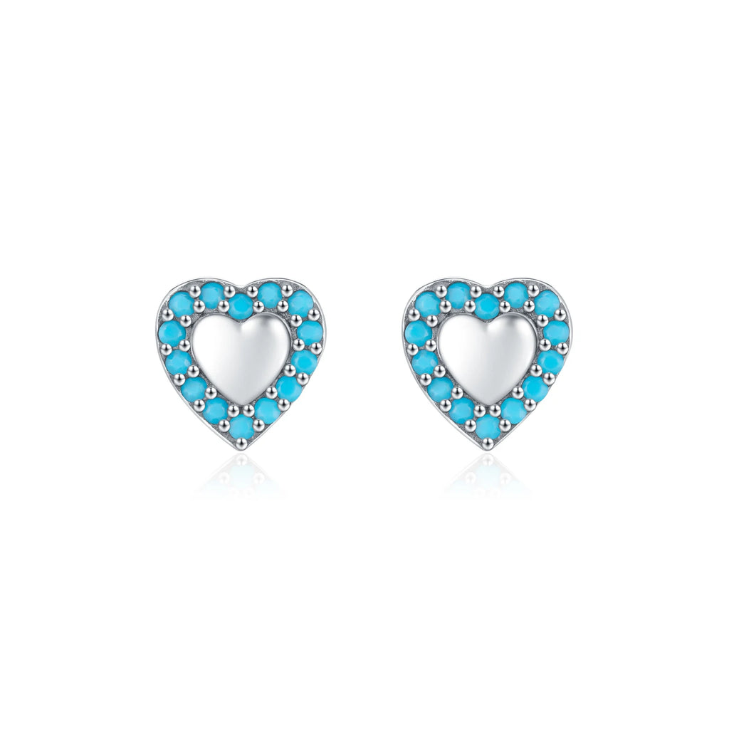 Romantic Turquoise Hearts Studs