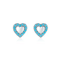 Romantic Turquoise Hearts Studs