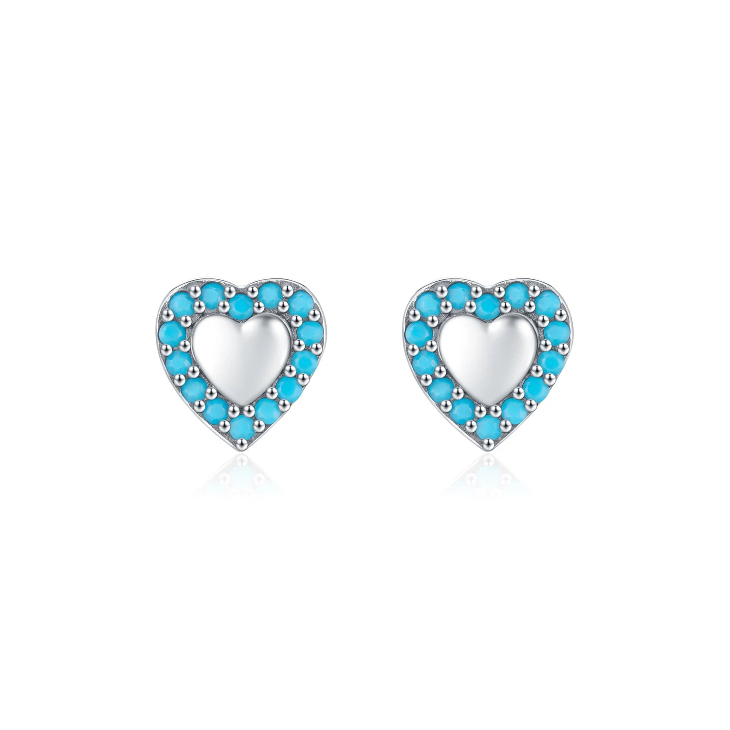 Romantic Turquoise Hearts Studs
