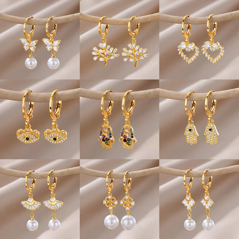 Pearl Dangle Drop Earrings