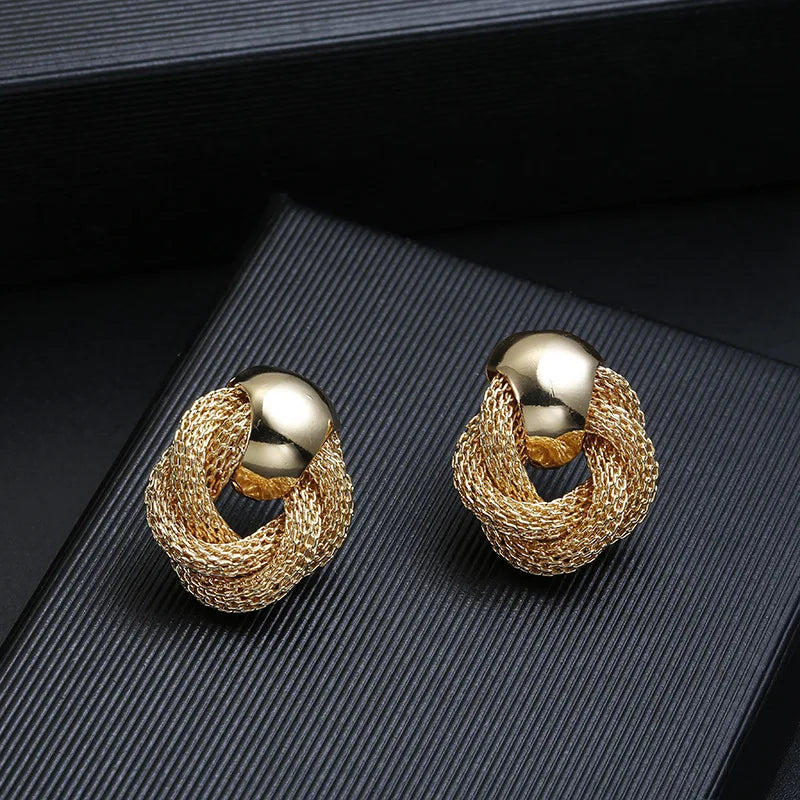 Vintage Metallic Twisted Drop Earrings