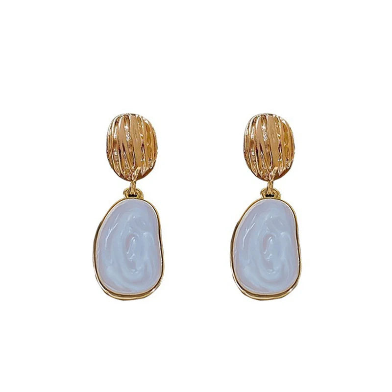Oil Oval Drop Earrings