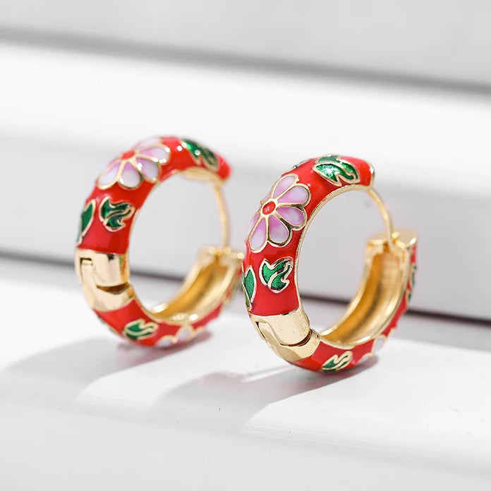 Flower Huggie Hoops