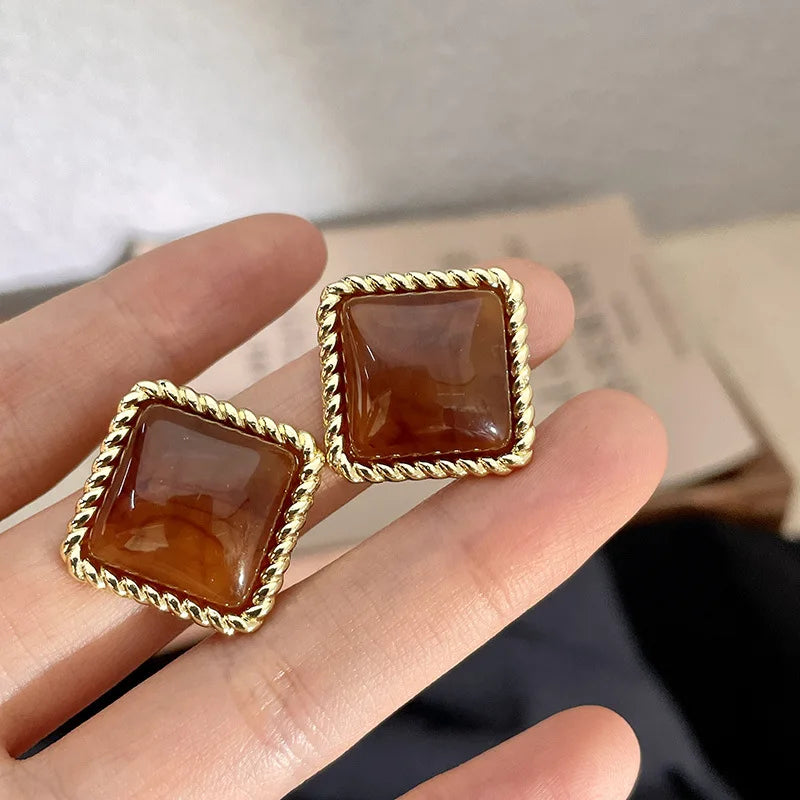 Vintage Fall & Winter Brown Drop and Stud Earrings