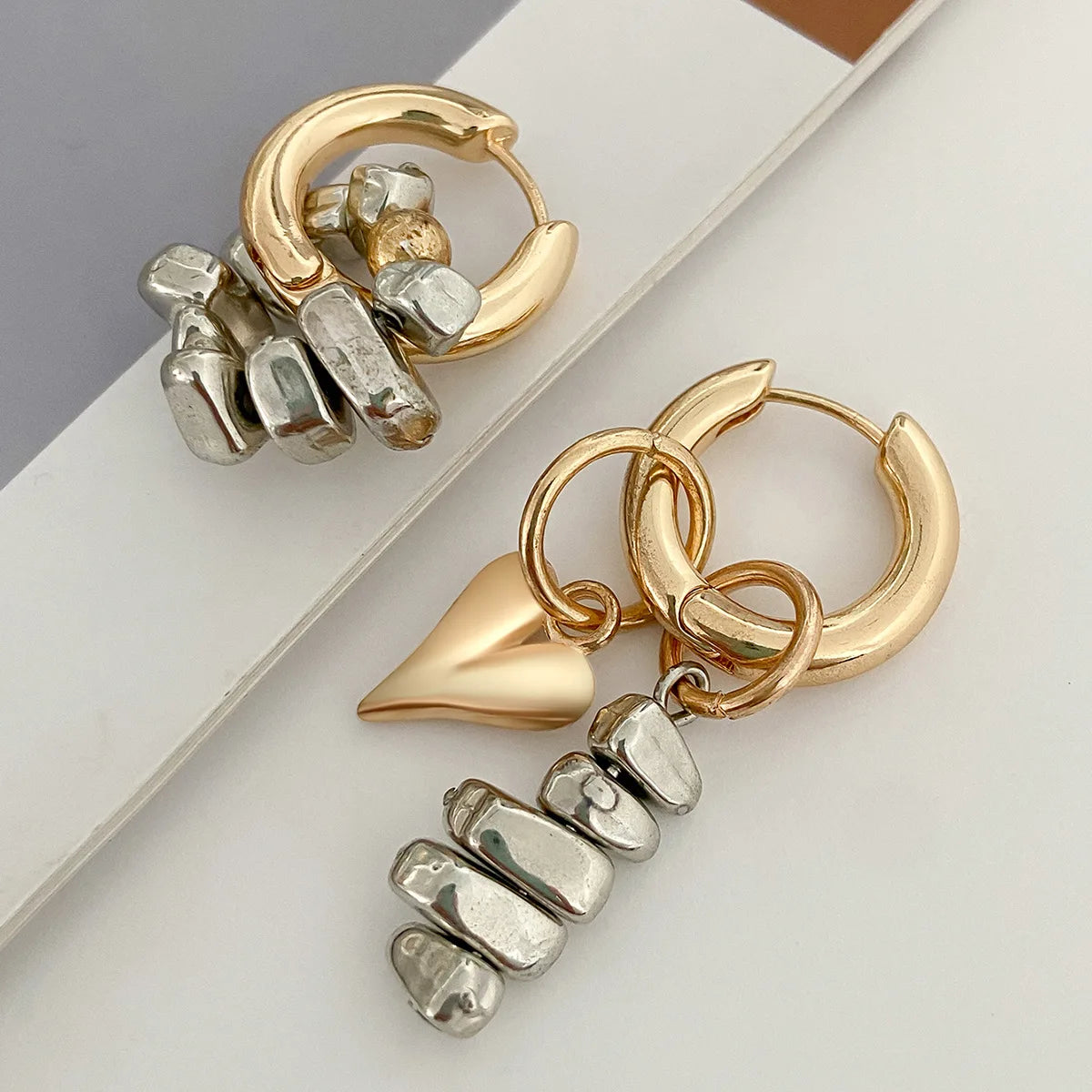 Vintage Charm Pendant Drop Hoops