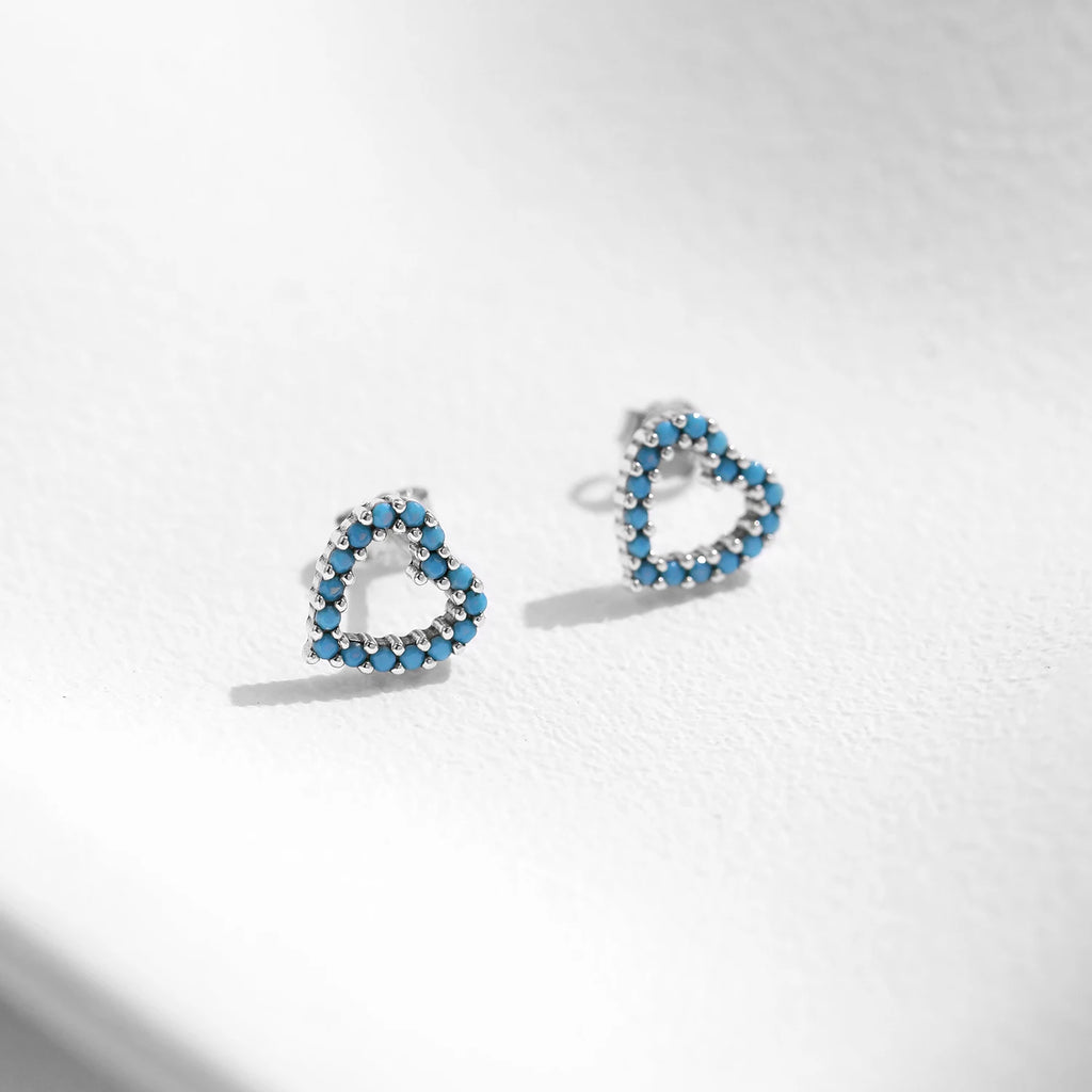 Romantic Turquoise Hearts Studs