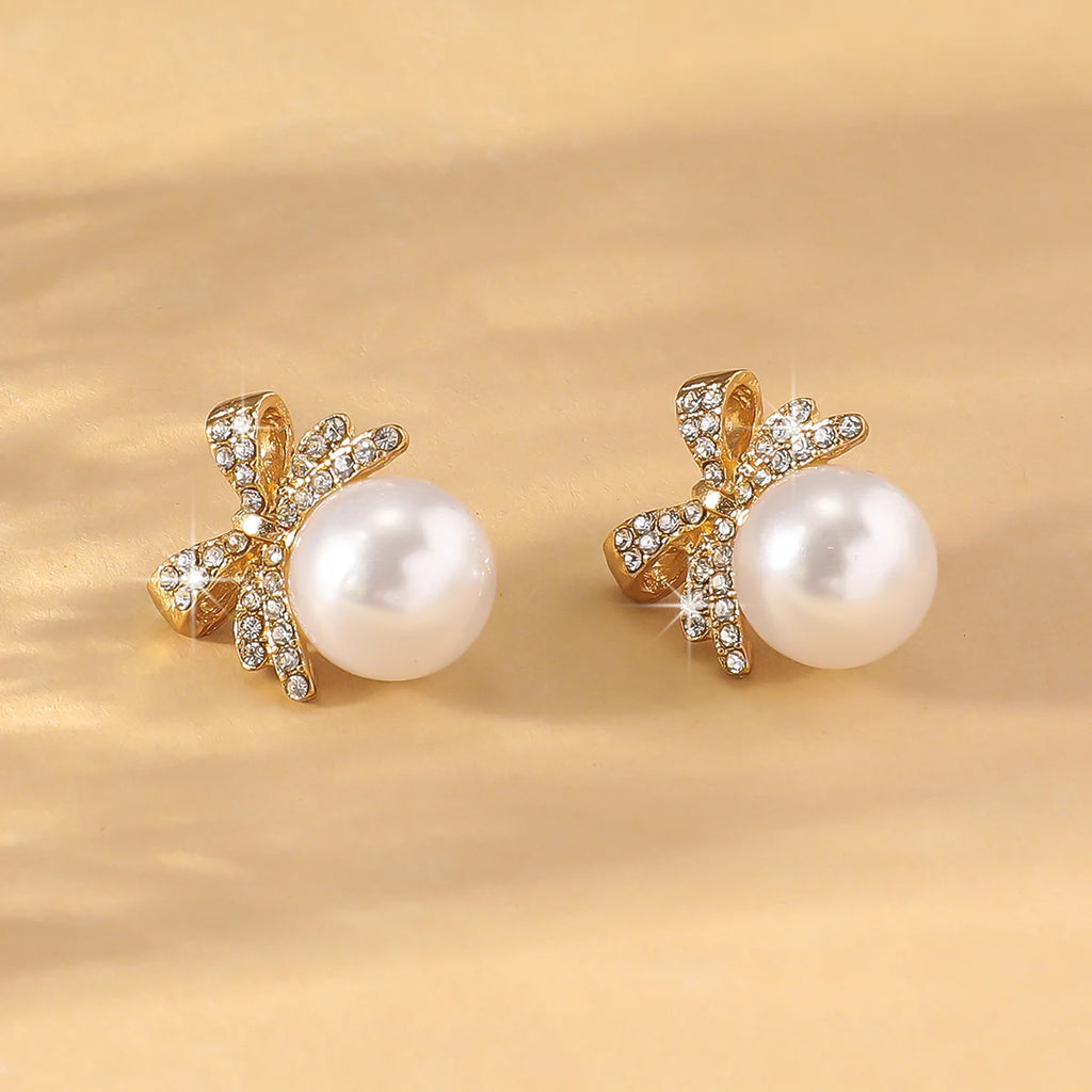 Pearled Bow Stud