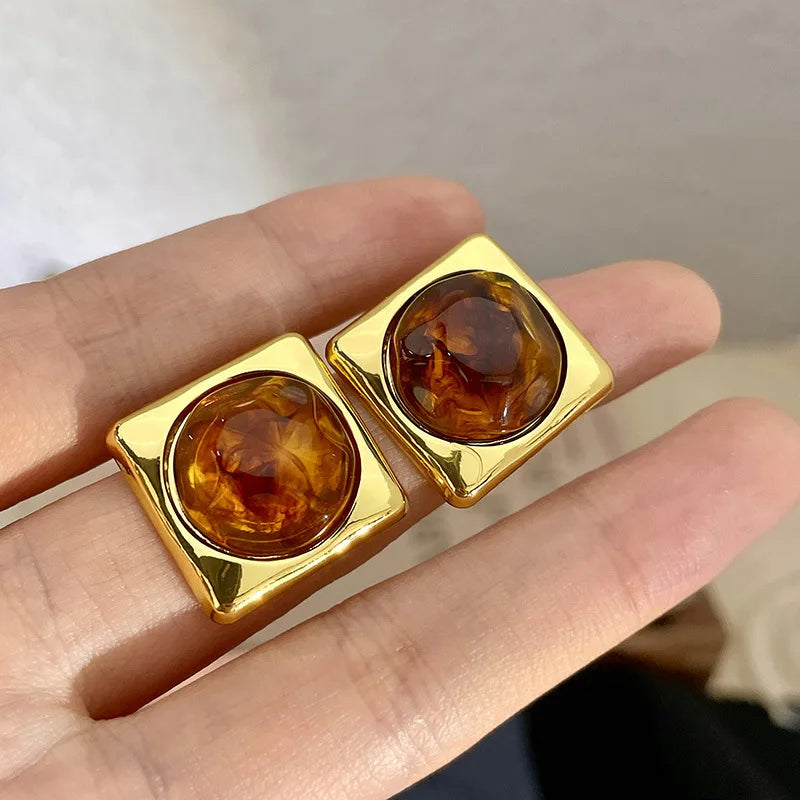 Vintage Fall & Winter Brown Drop and Stud Earrings