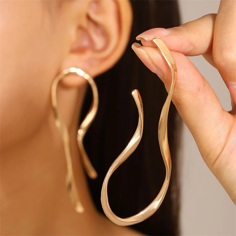 Exaggerated Line Drop Earrings