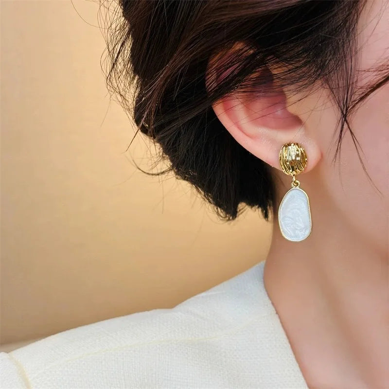 Oil Oval Drop Earrings