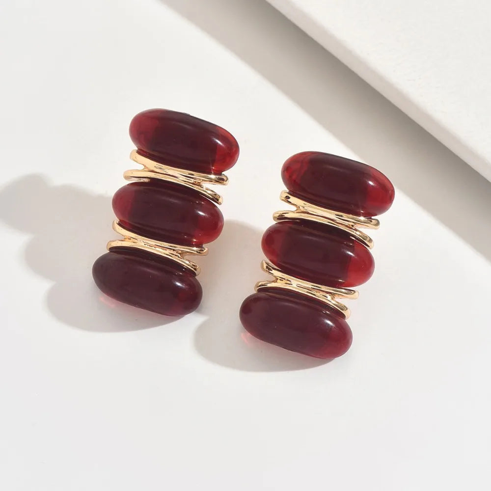 Vintage Ruby Red Drop Earrings