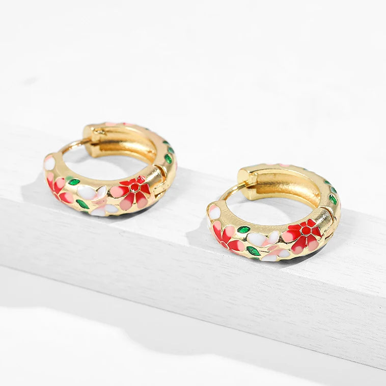 Flower Huggie Hoops