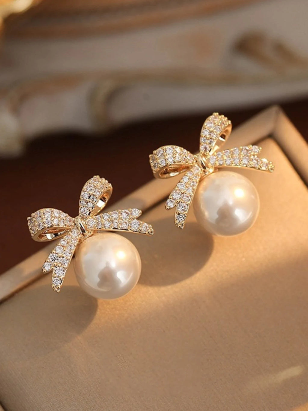 Pearled Bow Stud
