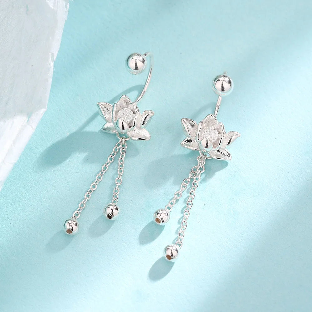 Vintage Lotus Drop Earrings