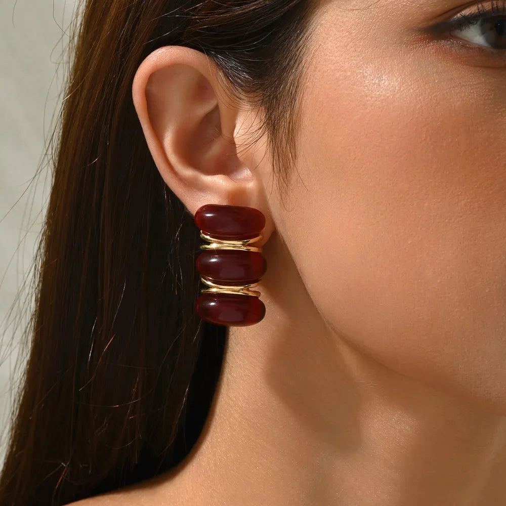Vintage Ruby Red Drop Earrings