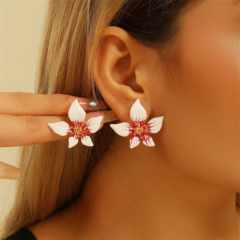 Gradient Five-Petal Flower Studs